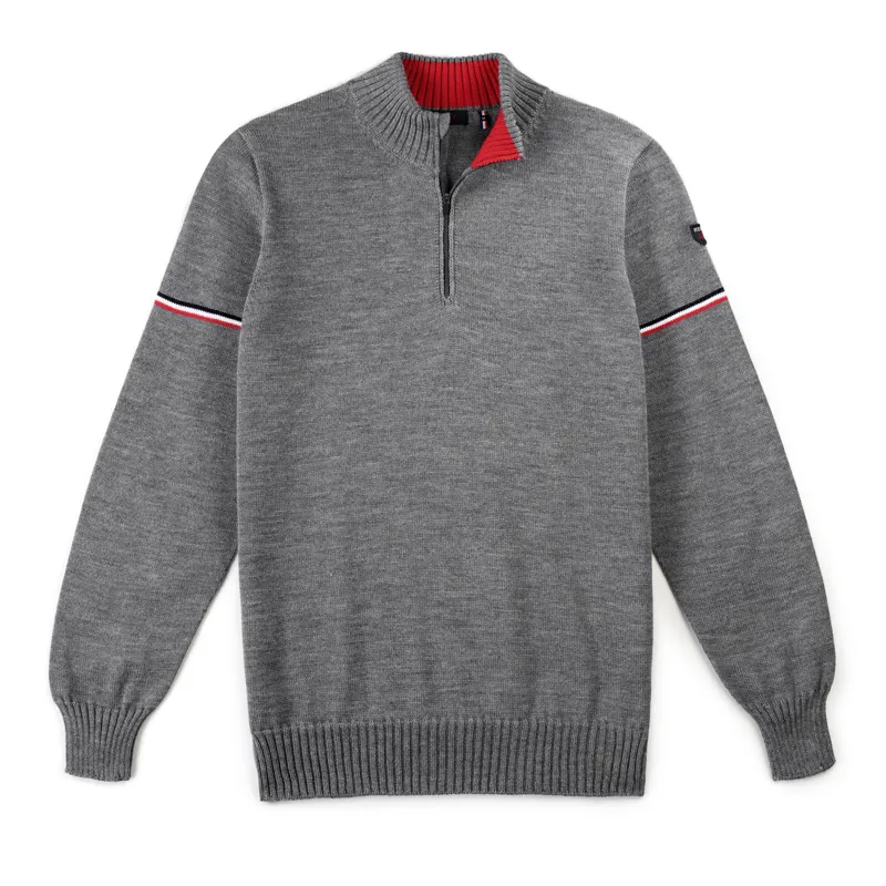 Henjl Dixon Mens Merino Wool Sweater - Melange Grey